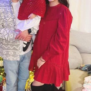 Zara red long sleeve dress